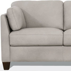 HomeRoots 59" Elegant Off White and Brown Genuine Leather Loveseat - Stylish Comfort for Modern Spaces 515680