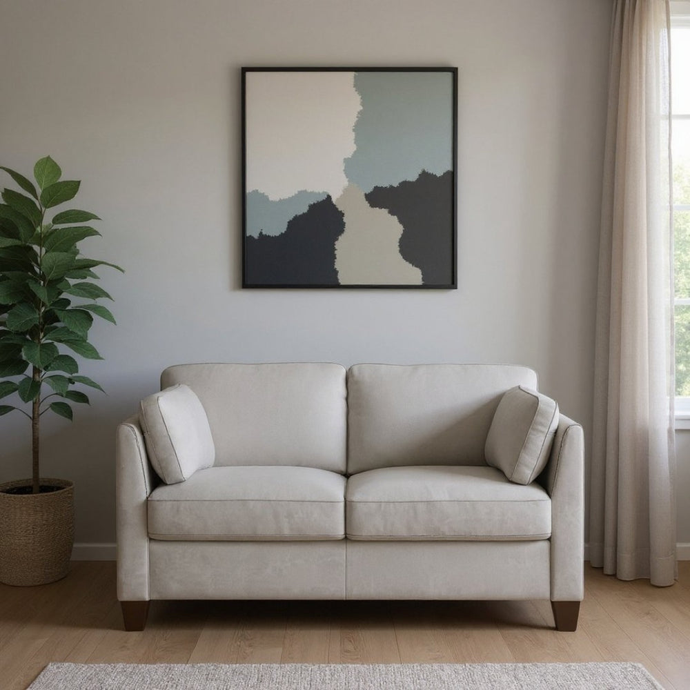 HomeRoots 59" Elegant Off White and Brown Genuine Leather Loveseat - Stylish Comfort for Modern Spaces 515680