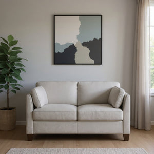 HomeRoots 59" Elegant Off White and Brown Genuine Leather Loveseat - Stylish Comfort for Modern Spaces 515680