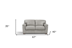 Homeroots 67" Gray And Brown Leather Loveseat   515684