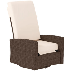 English Elm Swivel Recliner Outdoor Wicker Chair with Footrest Pe Rattan Patio Lounge Seat T3971P444290