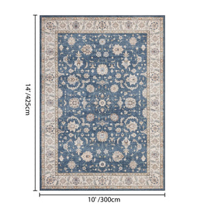 English Elm Premier Traditional Medallion Navy Low Pile Area Rug for Living and Dining Rooms B186P479401