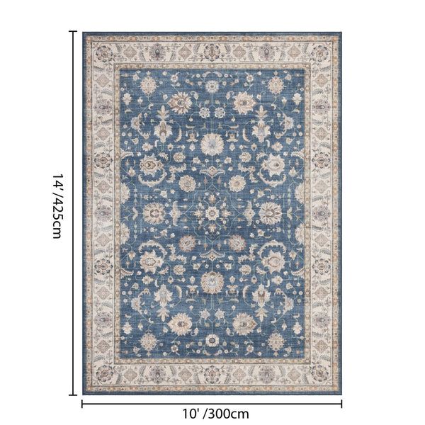 English Elm Premier Traditional Medallion Navy Low Pile Area Rug for Living and Dining Rooms B186P479401