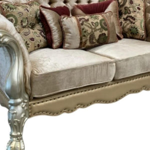 HomeRoots 73" Bone Velvet Loveseat with Toss Pillows - Elegant, Comfortable Seating for Stylish Living Spaces 515701