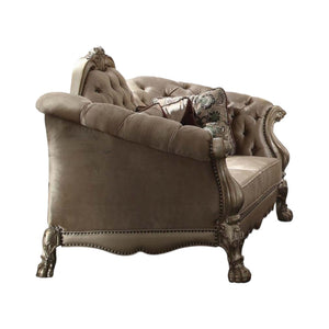 HomeRoots 73" Bone Velvet Loveseat with Toss Pillows - Elegant, Comfortable Seating for Stylish Living Spaces 515701