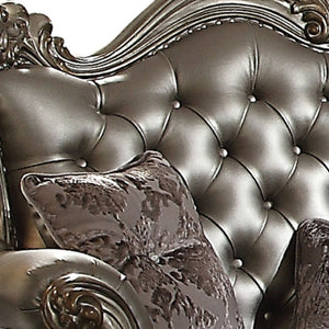 HomeRoots 70" Silver and Platinum Faux Leather Loveseat with Toss Pillows – Stylish, Durable Comfort for Modern Homes 515708