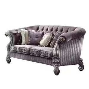 Homeroots 76" Purple And Platinum Velvet Loveseat And Toss Pillows   515709