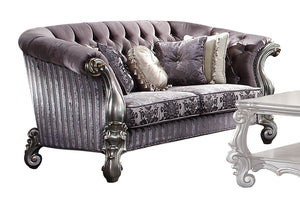 Homeroots 76" Purple And Platinum Velvet Loveseat And Toss Pillows   515709