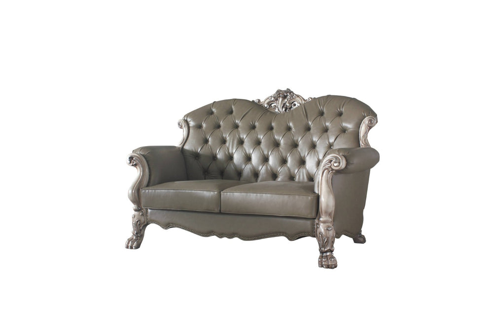 HomeRoots 71" Bone Faux Leather Loveseat with Toss Pillows - Stylish Comfort for Modern Living Spaces 515710