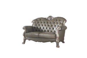 HomeRoots 71" Bone Faux Leather Loveseat with Toss Pillows - Stylish Comfort for Modern Living Spaces 515710