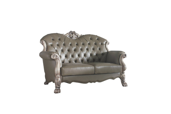 HomeRoots 71" Bone Faux Leather Loveseat with Toss Pillows - Stylish Comfort for Modern Living Spaces 515710