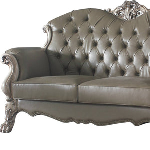 HomeRoots 71" Bone Faux Leather Loveseat with Toss Pillows - Stylish Comfort for Modern Living Spaces 515710