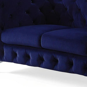 HomeRoots 72" Elegant Blue Velvet Loveseat with Silver Legs - Modern Tufted Design for Stylish Comfort 515720