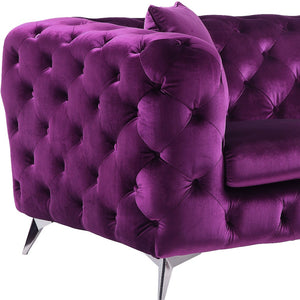 Homeroots 72" Purple And Silver Velvet Loveseat   515721