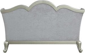 HomeRoots 66" Light Gray Linen Damask Loveseat with Toss Pillows - Elegant, Comfortable, and Stylish Seating 515727