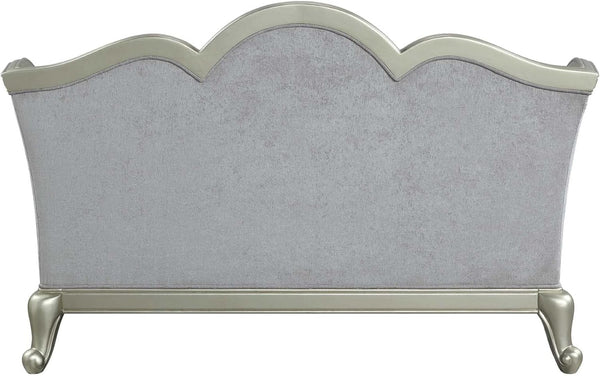 HomeRoots 66" Light Gray Linen Damask Loveseat with Toss Pillows - Elegant, Comfortable, and Stylish Seating 515727