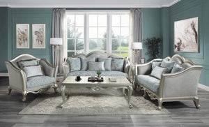 HomeRoots 66" Light Gray Linen Damask Loveseat with Toss Pillows - Elegant, Comfortable, and Stylish Seating 515727