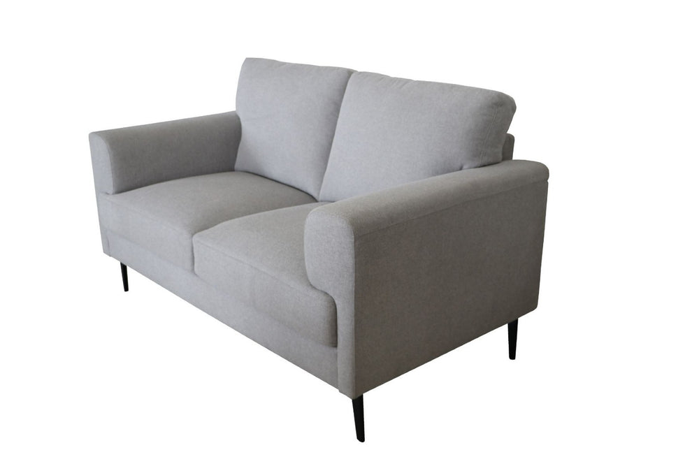HomeRoots 61" Light Gray Linen Loveseat - Modern Comfort with Black Legs, Perfect for Cozy Living Spaces & Apartments 515733