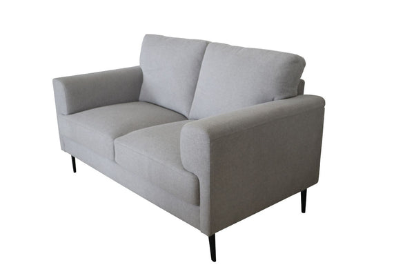 HomeRoots 61" Light Gray Linen Loveseat - Modern Comfort with Black Legs, Perfect for Cozy Living Spaces & Apartments 515733
