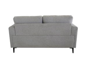 HomeRoots 61" Light Gray Linen Loveseat - Modern Comfort with Black Legs, Perfect for Cozy Living Spaces & Apartments 515733