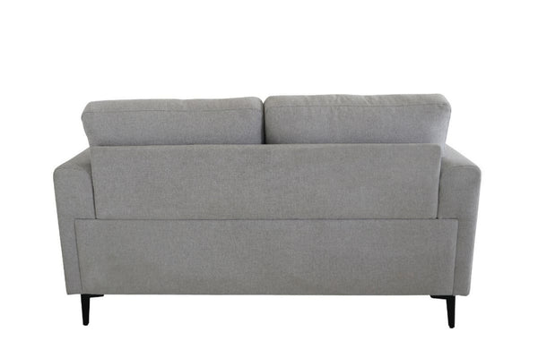 HomeRoots 61" Light Gray Linen Loveseat - Modern Comfort with Black Legs, Perfect for Cozy Living Spaces & Apartments 515733