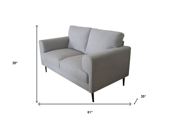 HomeRoots 61" Light Gray Linen Loveseat - Modern Comfort with Black Legs, Perfect for Cozy Living Spaces & Apartments 515733