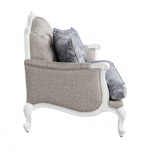 HomeRoots 64" Beige 100% Linen Love Seat with White Legs - Stylish Comfort for Modern Living Spaces & Guests 515742