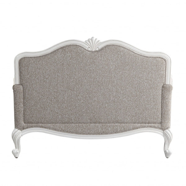 HomeRoots 64" Beige 100% Linen Love Seat with White Legs - Stylish Comfort for Modern Living Spaces & Guests 515742