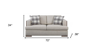 HomeRoots 72" Beige and Brown Linen Loveseat – Elegant Two-Person Seating with Cushions and Stylish Accents 515743
