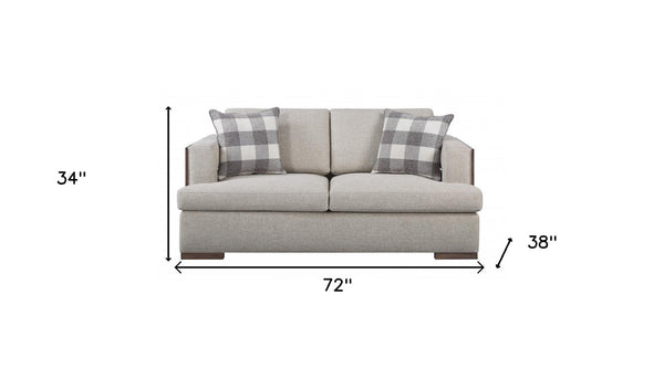 HomeRoots 72" Beige and Brown Linen Loveseat – Elegant Two-Person Seating with Cushions and Stylish Accents 515743