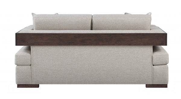 HomeRoots 72" Beige and Brown Linen Loveseat – Elegant Two-Person Seating with Cushions and Stylish Accents 515743