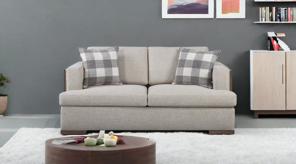 HomeRoots 72" Beige and Brown Linen Loveseat – Elegant Two-Person Seating with Cushions and Stylish Accents 515743