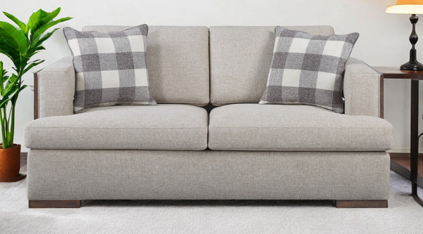 HomeRoots 72" Beige and Brown Linen Loveseat – Elegant Two-Person Seating with Cushions and Stylish Accents 515743