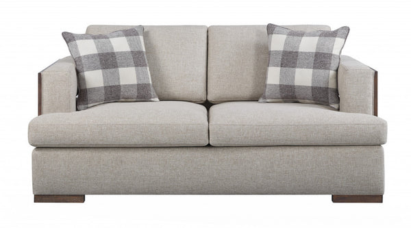 HomeRoots 72" Beige and Brown Linen Loveseat – Elegant Two-Person Seating with Cushions and Stylish Accents 515743