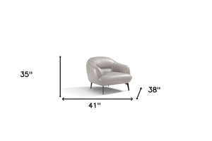 Homeroots 41" Taupe And Black Genuine Leather Balloon Chair   515751