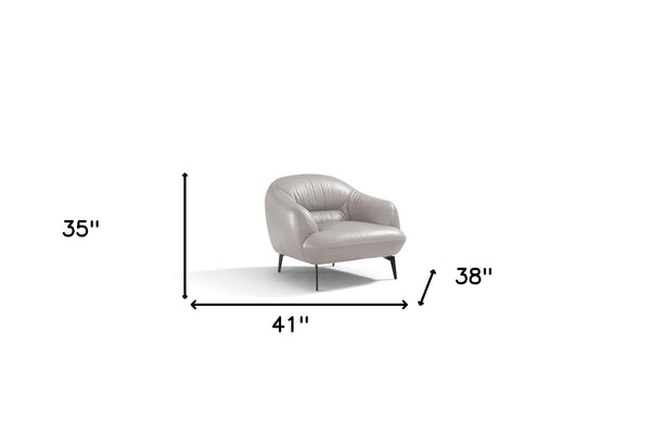 Homeroots 41" Taupe And Black Genuine Leather Balloon Chair   515751