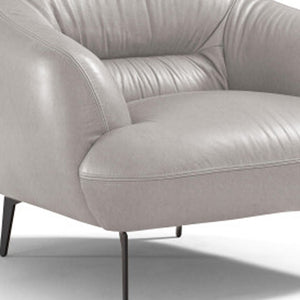 Homeroots 41" Taupe And Black Genuine Leather Balloon Chair   515751