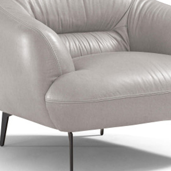 Homeroots 41" Taupe And Black Genuine Leather Balloon Chair   515751