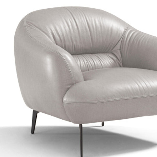 Homeroots 41" Taupe And Black Genuine Leather Balloon Chair   515751