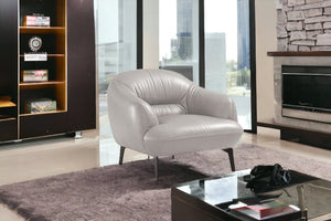 Homeroots 41" Taupe And Black Genuine Leather Balloon Chair   515751