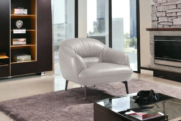 Homeroots 41" Taupe And Black Genuine Leather Balloon Chair   515751