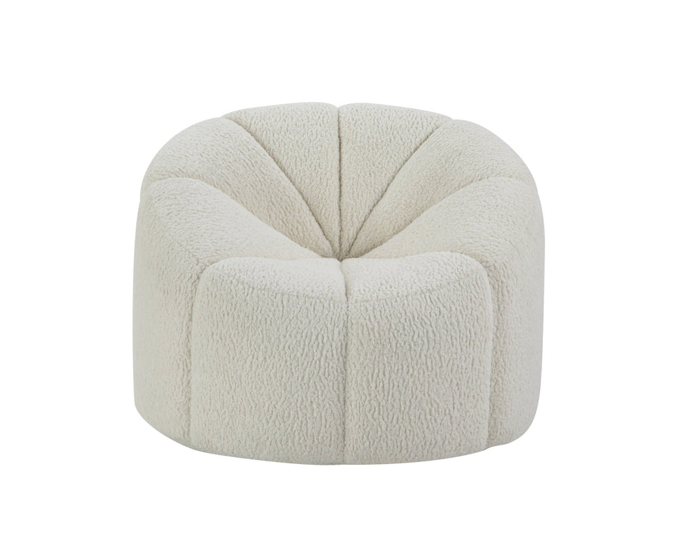 Homeroots 38" White And Black Sherpa Swivel Barrel Chair   515752