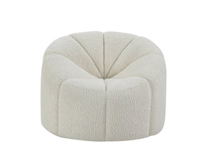 Homeroots 38" White And Black Sherpa Swivel Barrel Chair   515752