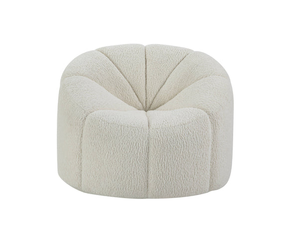 Homeroots 38" White And Black Sherpa Swivel Barrel Chair   515752