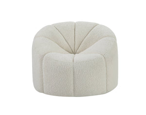 Homeroots 38" White And Black Sherpa Swivel Barrel Chair   515752