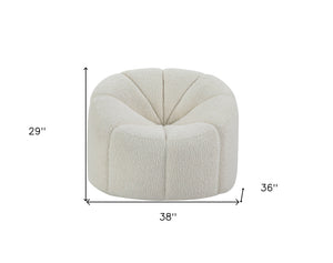Homeroots 38" White And Black Sherpa Swivel Barrel Chair   515752