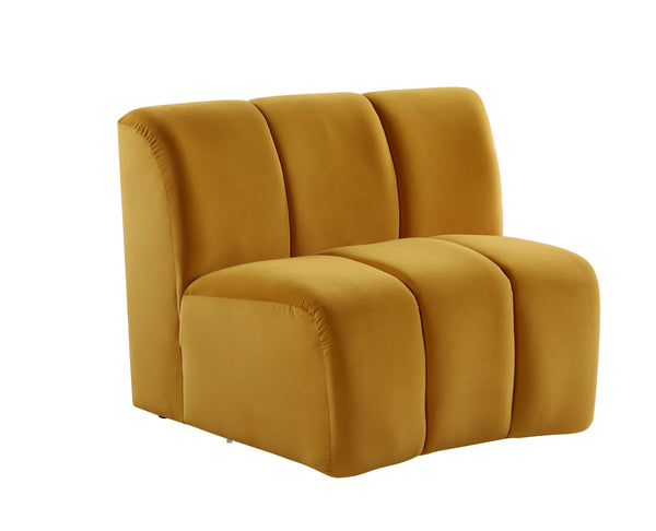 Homeroots 43" Yellow And Black Velvet Slipper Chair   515756
