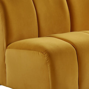 Homeroots 43" Yellow And Black Velvet Slipper Chair   515756