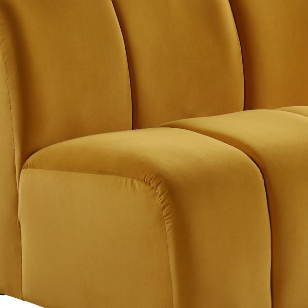 Homeroots 43" Yellow And Black Velvet Slipper Chair   515756