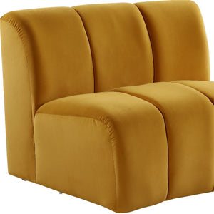 Homeroots 43" Yellow And Black Velvet Slipper Chair   515756